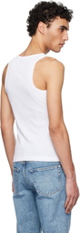 GANNI White Soft Cotton Rib Tank Top
