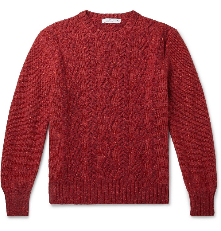 Photo: Inis Meáin - Cable-Knit Donegal Merino Wool and Cashmere-Blend Sweater - Red