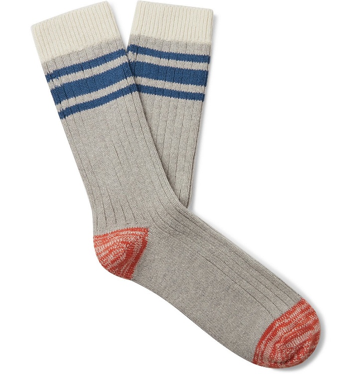 Photo: Thunders Love - Saturday Striped Cotton-Blend Socks - Gray