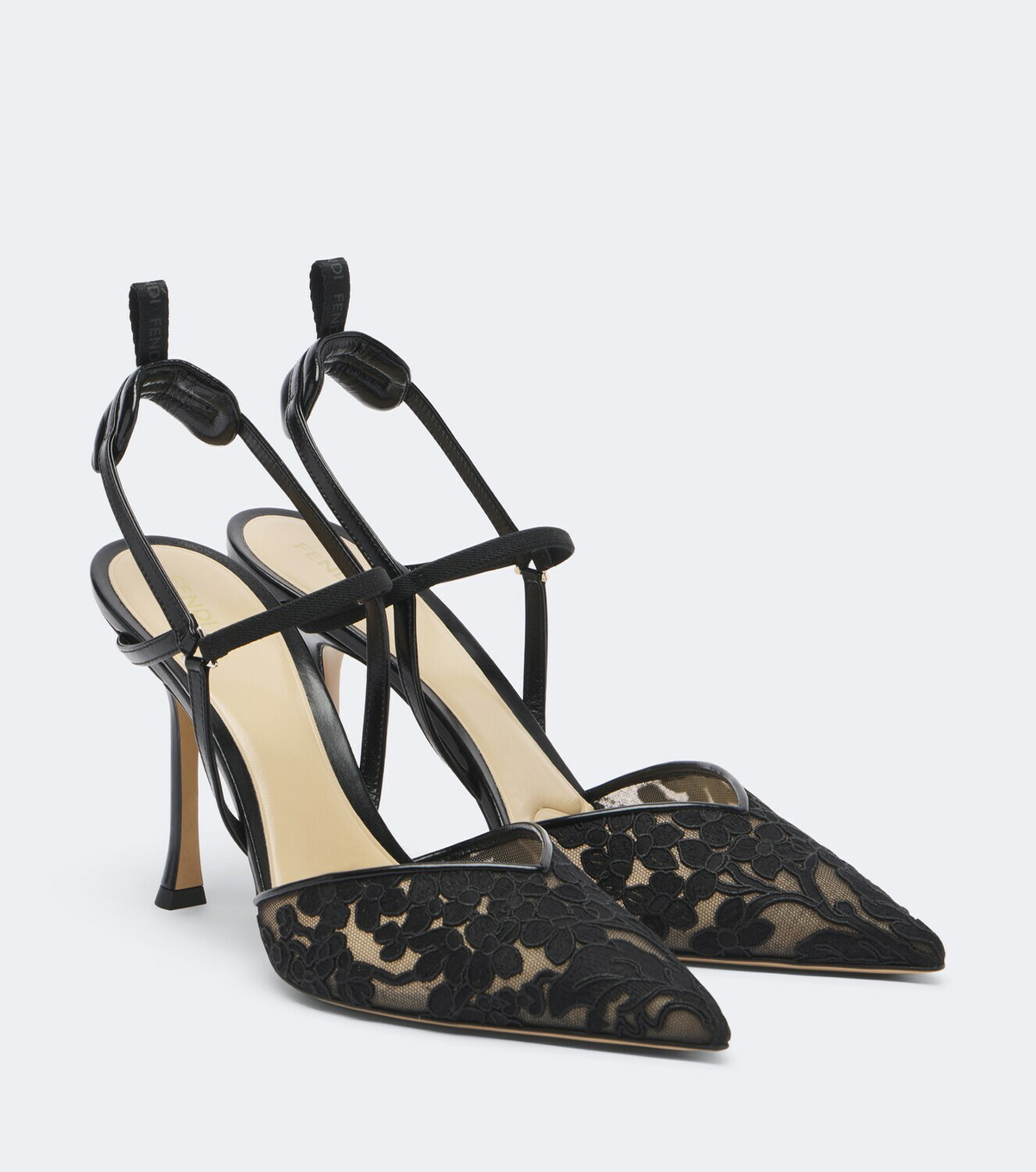 Fendi Colibrì floral lace slingback pumps