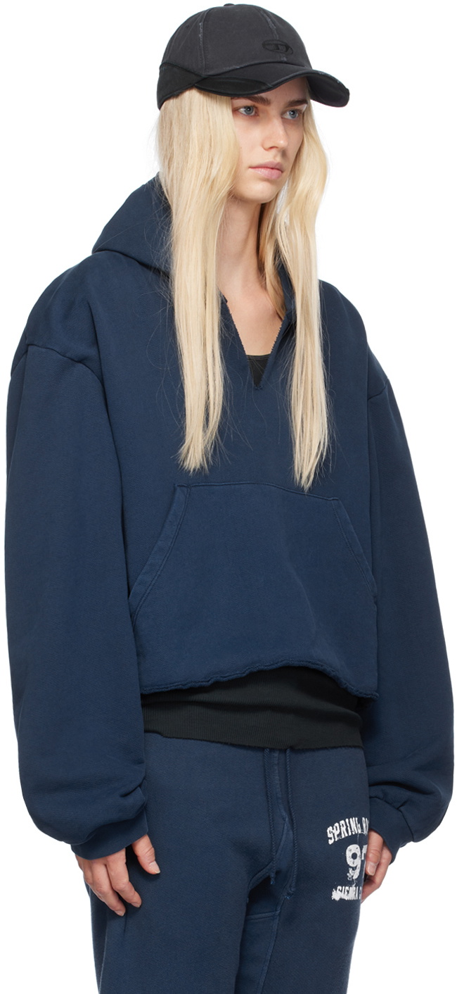 GREG ROSS SSENSE Exclusive Navy V-Neck Hoodie