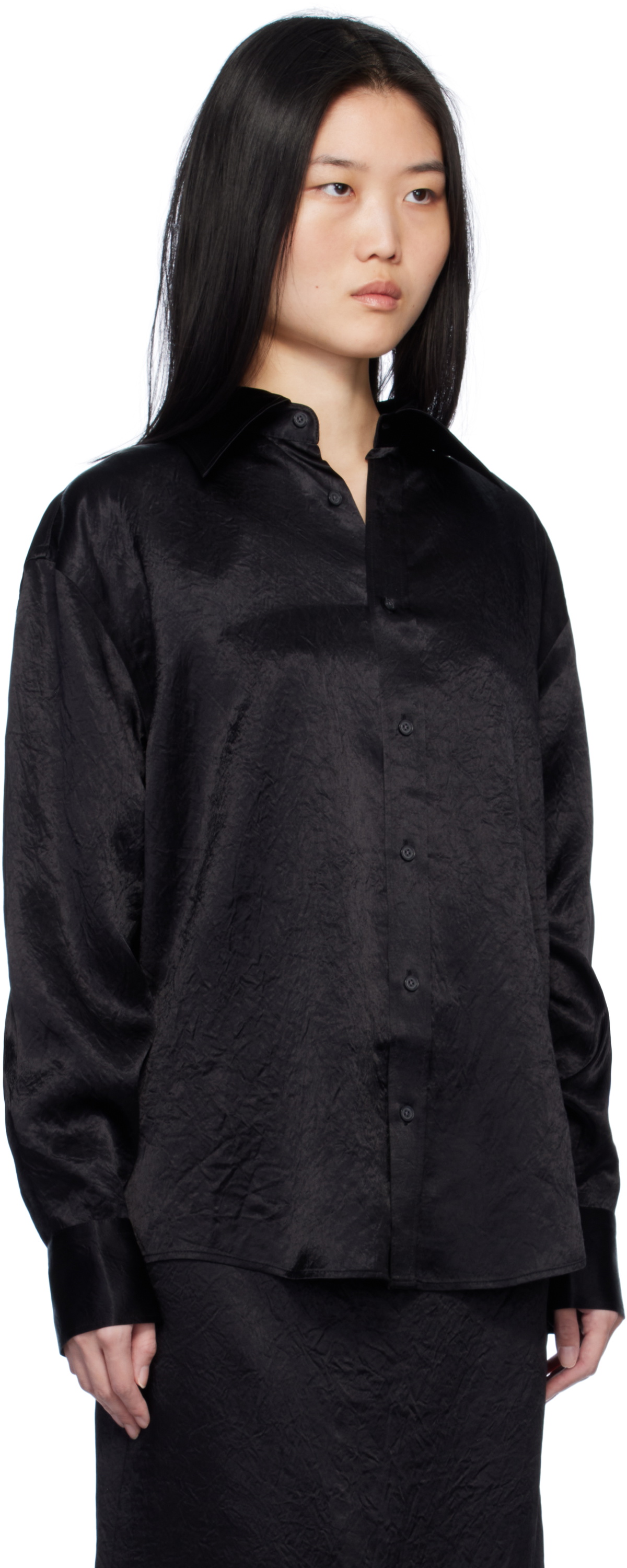 Filippa K Black Crinkle Shirt