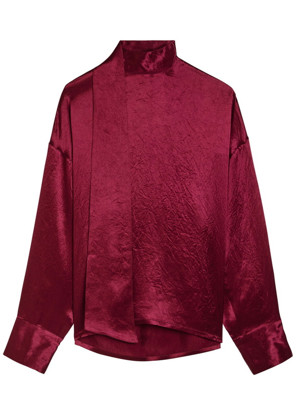 Photo: Maria Mcmanus Scarf-effect Satin Blouse Burgundy