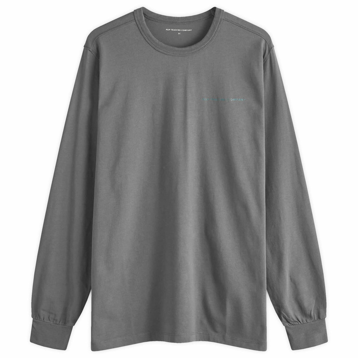 Photo: Pop Trading Company Men's Logo Long Sleeve T-Shirt in Charcoal