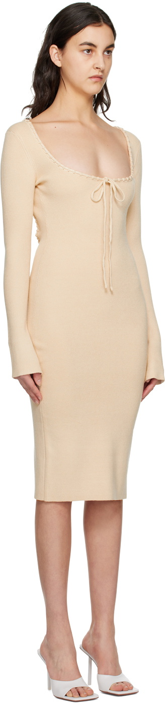 beige bow dress Shop Beige One Shoulder Dress with Bow Detailing - for Women | OUTZIDR main image 0