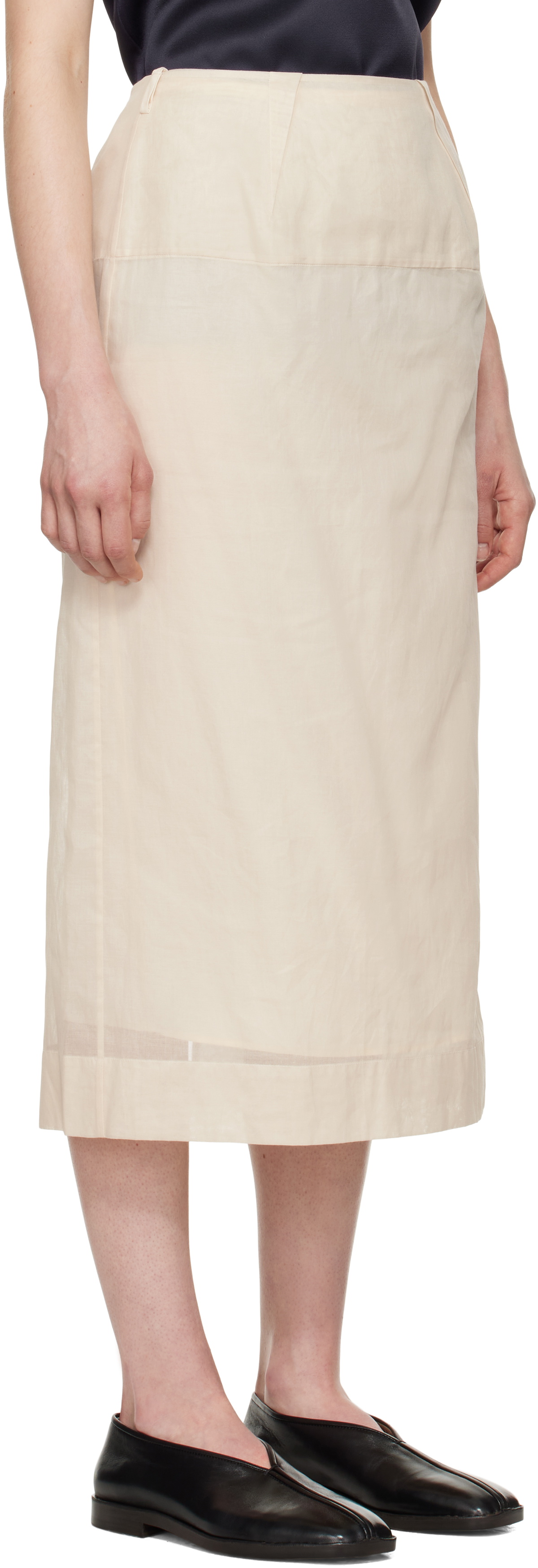 Carven Beige Sheer Midi Skirt