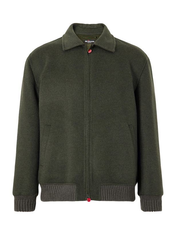Photo: Kiton - Brushed Wool and Cashmere-Blend Blouson Jacket - Green