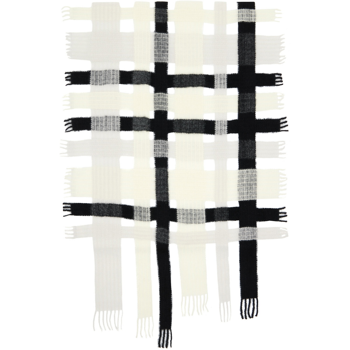 ISSEY MIYAKE Black & White Raschel Weave Stole Scarf