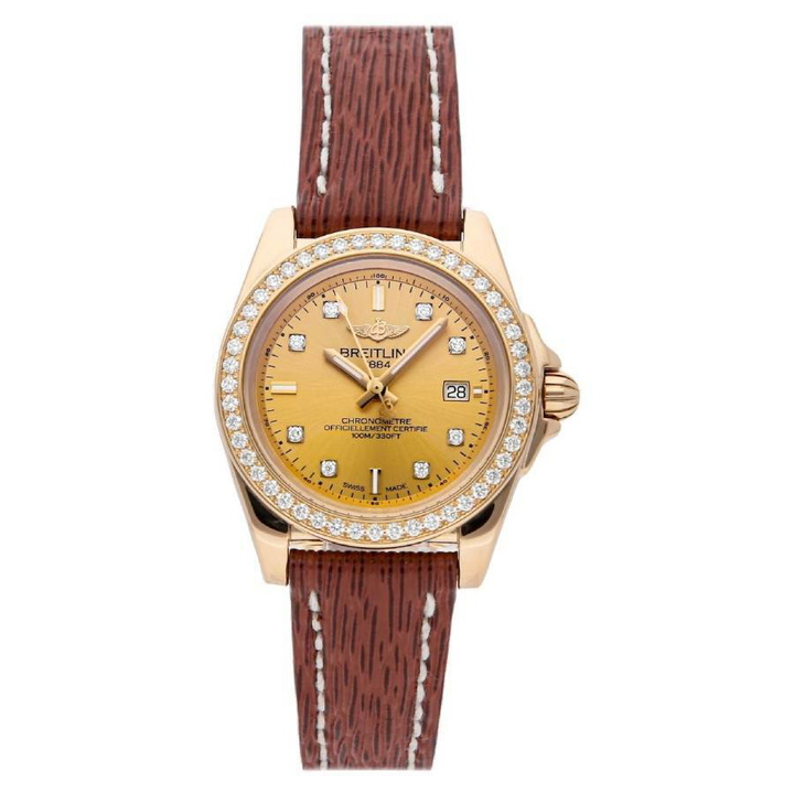 Photo: Breitling Galactic Quartz Chronometer Diamond Gold Dial Ladies Watch H7133053/H550