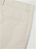 Brunello Cucinelli - Straight-Leg Pleated Linen and Cotton-Blend Trousers - Neutrals