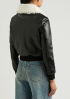 Alice + Olivia Willard Faux Fur-trimmed Faux Leather Jacket Black
