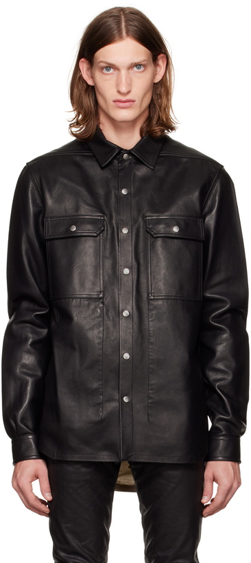 Photo: Rick Owens Black Button Up Leather Jacket