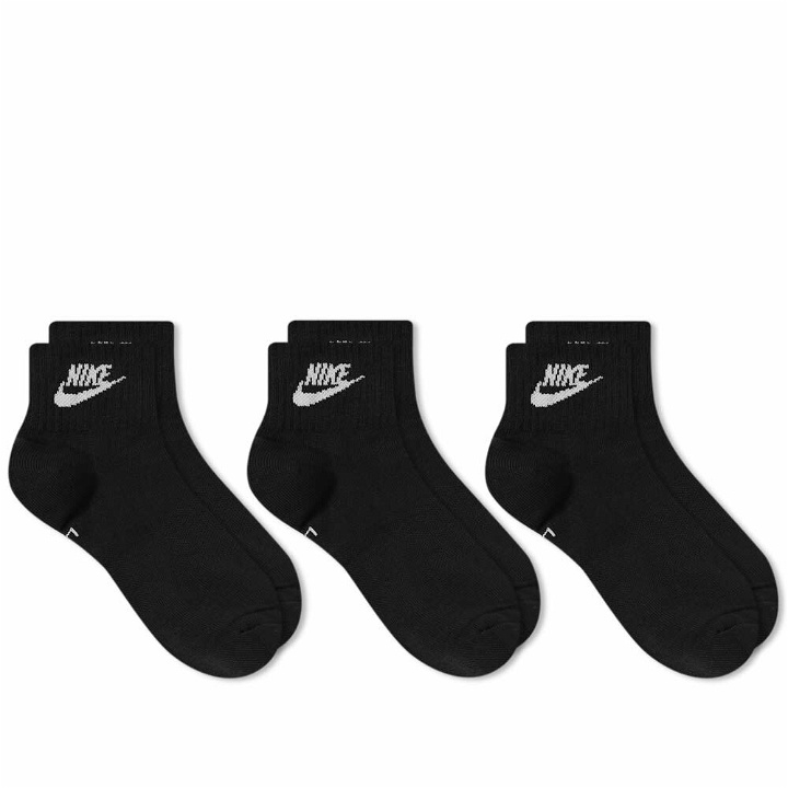 Photo: Nike Men's Everyday Essential Ankle Sock - 3 Pack in Black/White