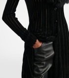 Blumarine Shearling-trimmed striped cardigan