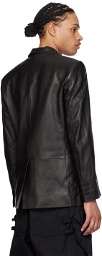 Helmut Lang Black Notched Leather Blazer
