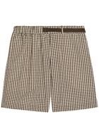 Moncler Gingham Cotton-blend Shorts Grey