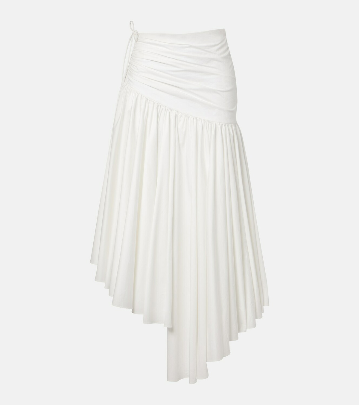 Self-Portrait Asymmetric cotton poplin midi skirt