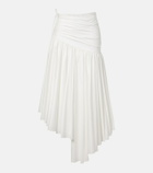 Self-Portrait Asymmetric cotton poplin midi skirt