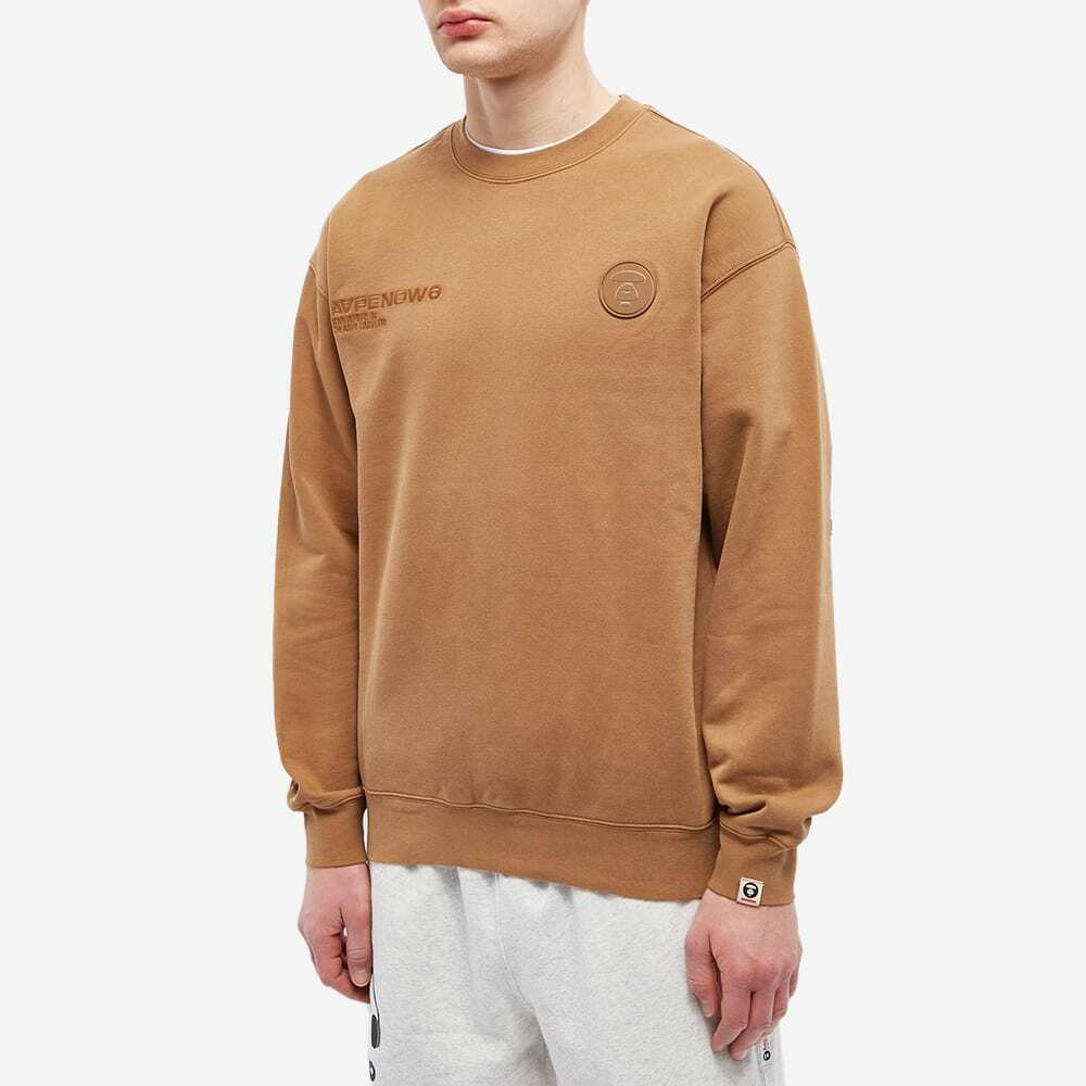 Men's AAPE AAPE Now Washed Crew Sweat in Brown AAPE by A Bathing Ape