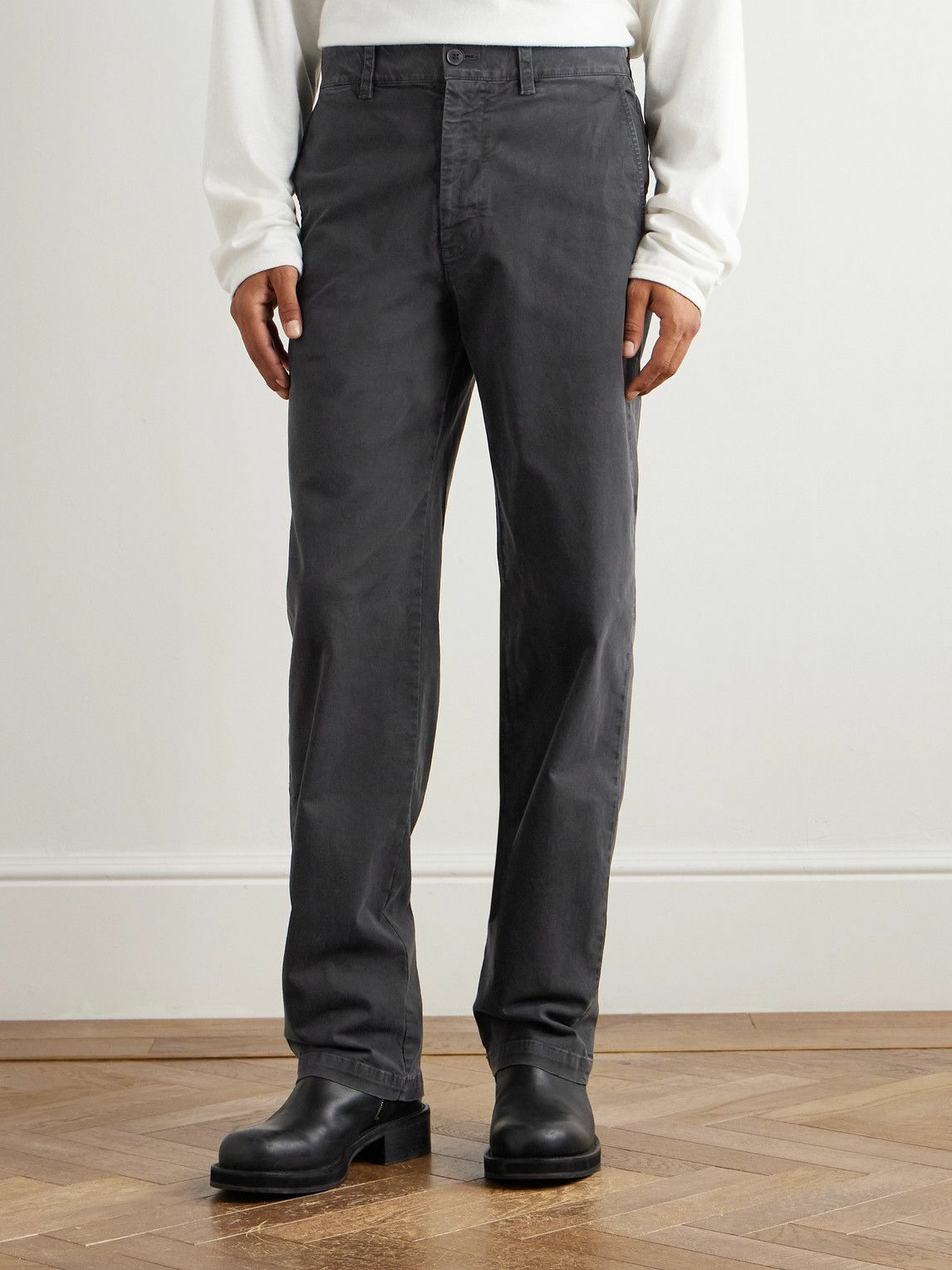 Nili Lotan - Carsen Straight-Leg Cotton-Blend Twill Trousers - Gray