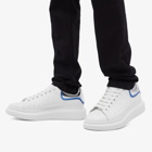 Alexander McQueen Men's Heel Tab Wedge Sole Sneakers in White/Silver