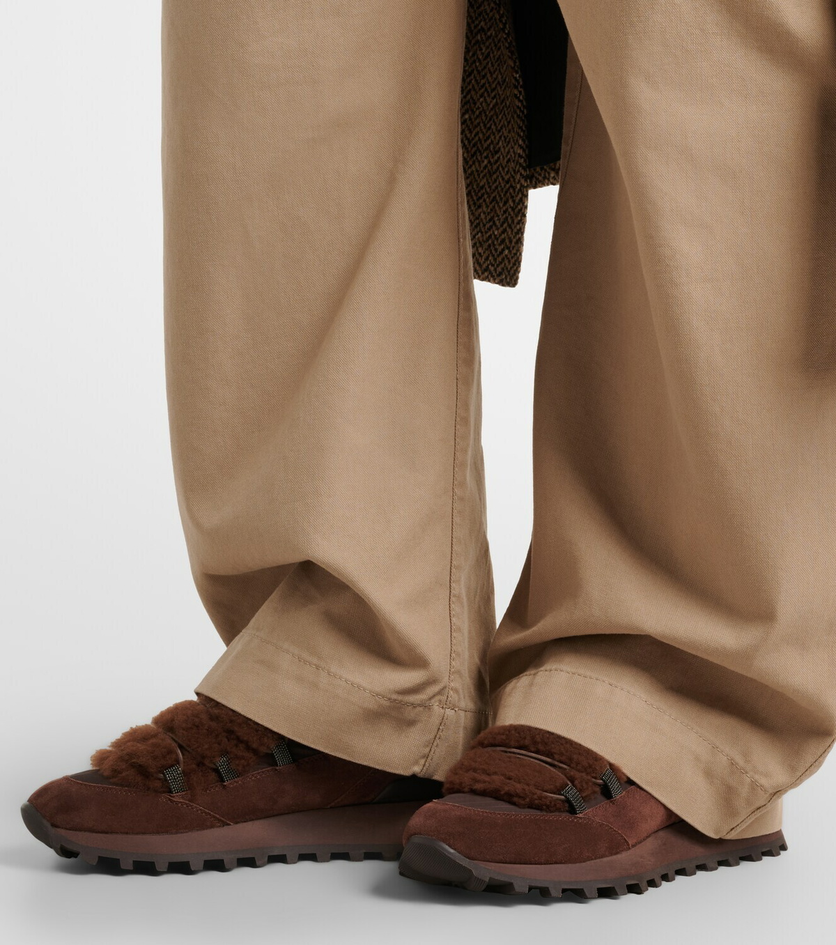 Brunello Cucinelli Monili shearling-trimmed suede sneakers