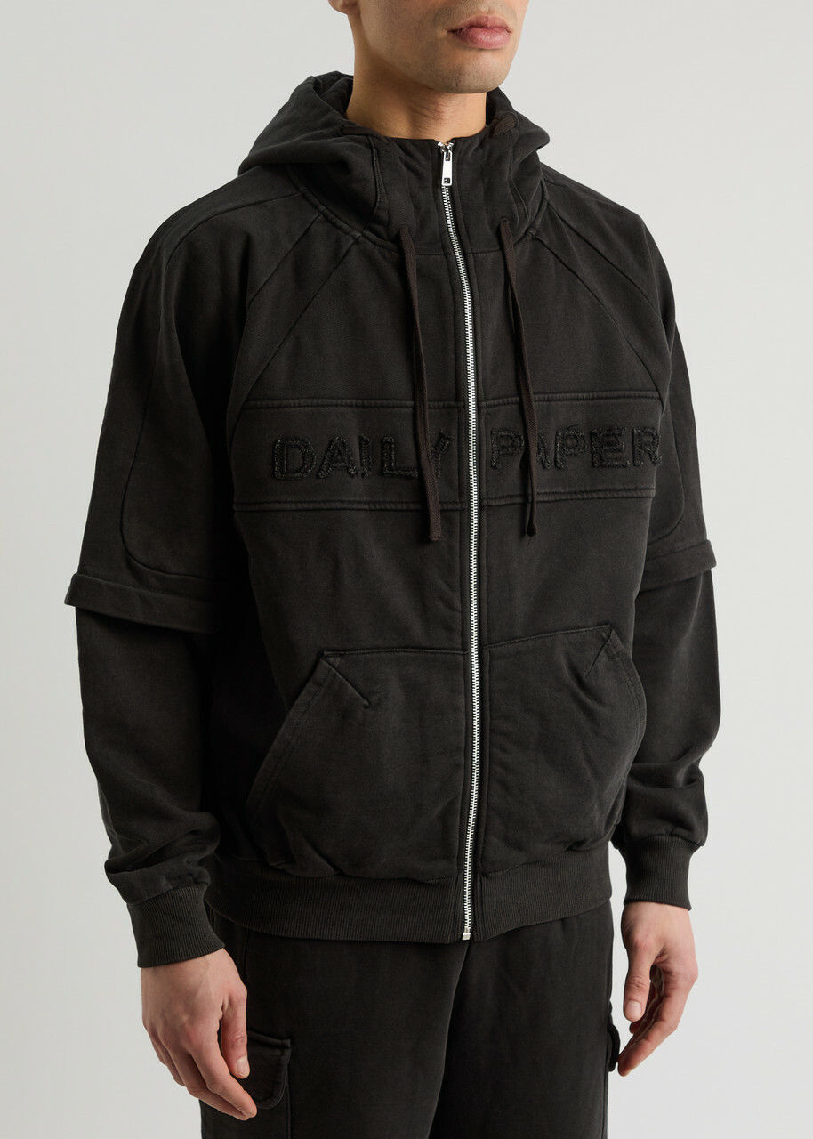 Daily Paper Logo Hooded Cotton Sweatshirt Black