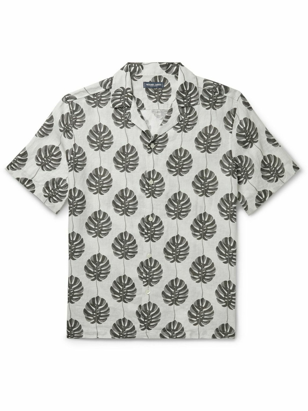 Photo: Frescobol Carioca - Roberto Camp-Collar Printed Linen Shirt - Gray