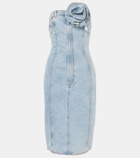 Area Floral-appliqué denim midi dress