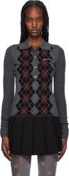 GANNI Gray Knitted Polo