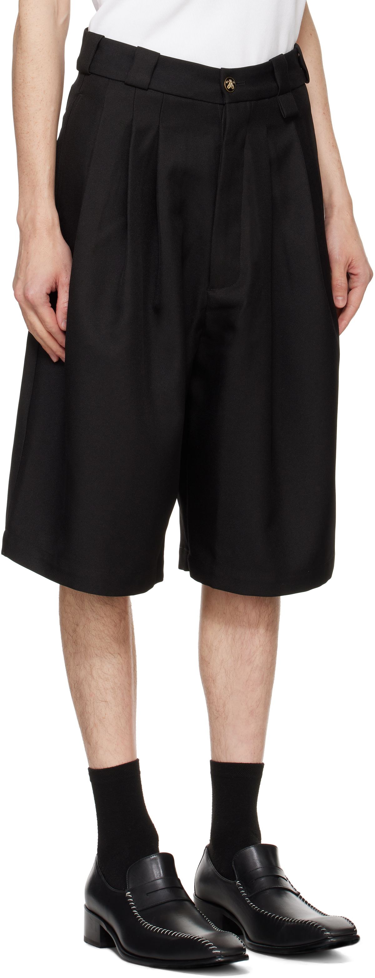 Pleated Work Shorts in Black – SVRN