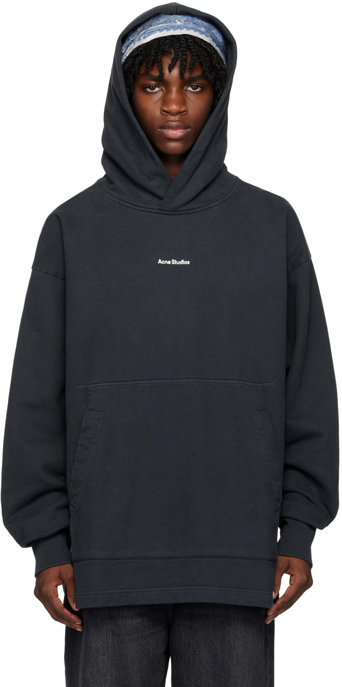 Acne Studios Grey Bla Konst Drumn Badge Hoodie Acne Studios