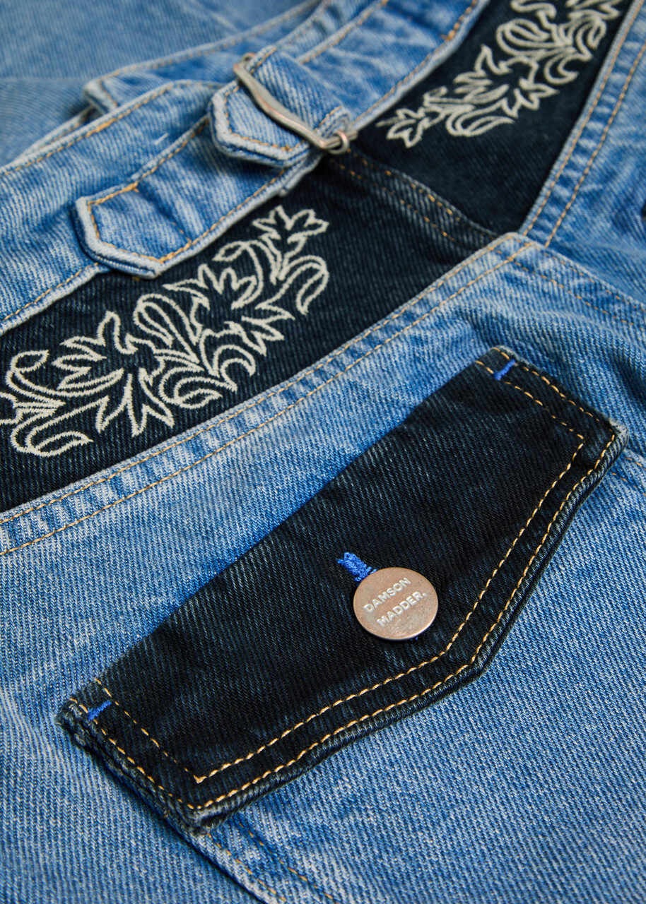 Damson Madder Drew Embroidered Relaxed Straight-leg Jeans Denim