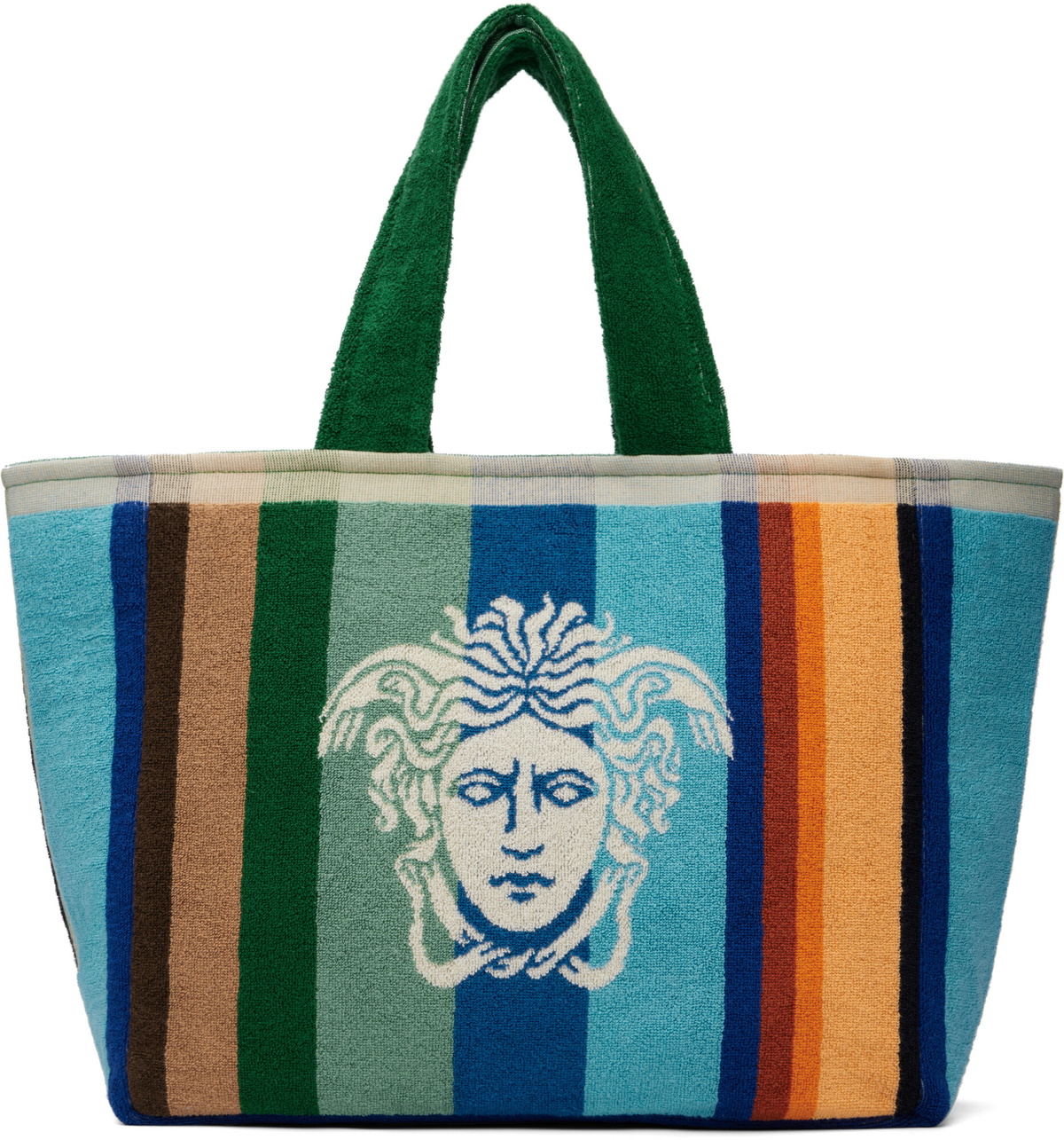 Versace Multicolor Striped Cotton-Terry Jacquard Tote