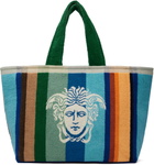 Versace Multicolor Striped Cotton-Terry Jacquard Tote