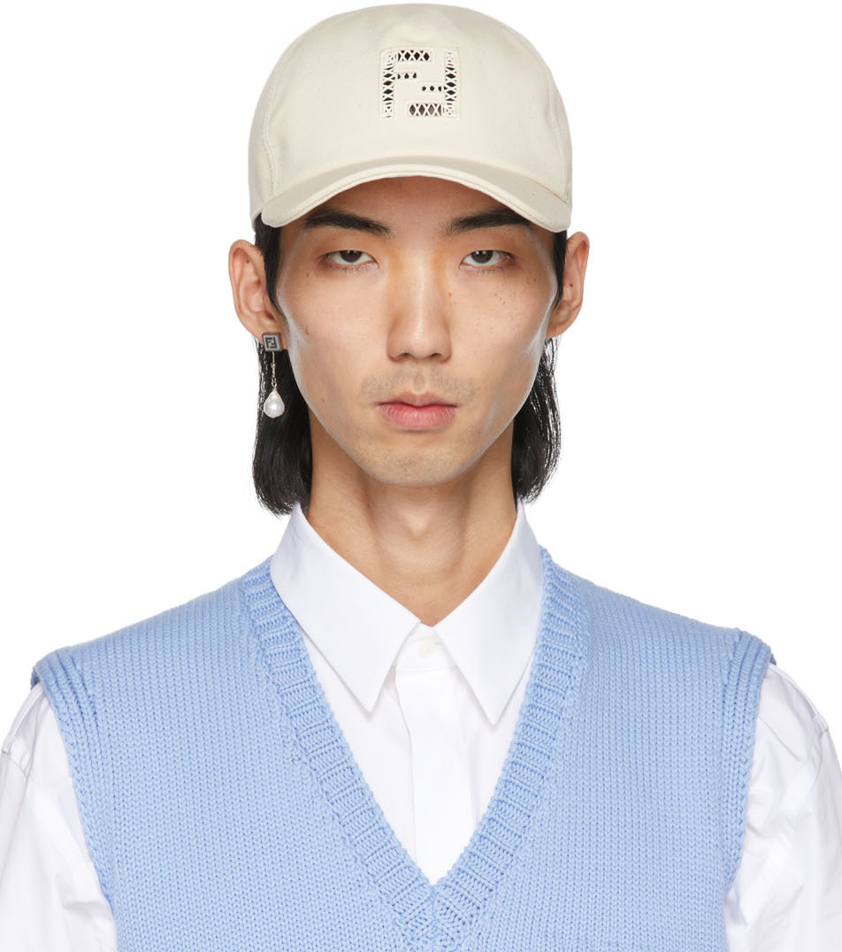 Fendi Beige Undyed 'Forever Fendi' Baseball Cap Fendi