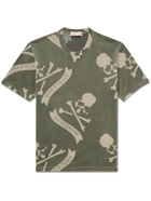 Mastermind World - Logo-Print Cotton-Blend Velour T-Shirt - Green
