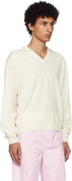 LEMAIRE White V-Neck Sweater