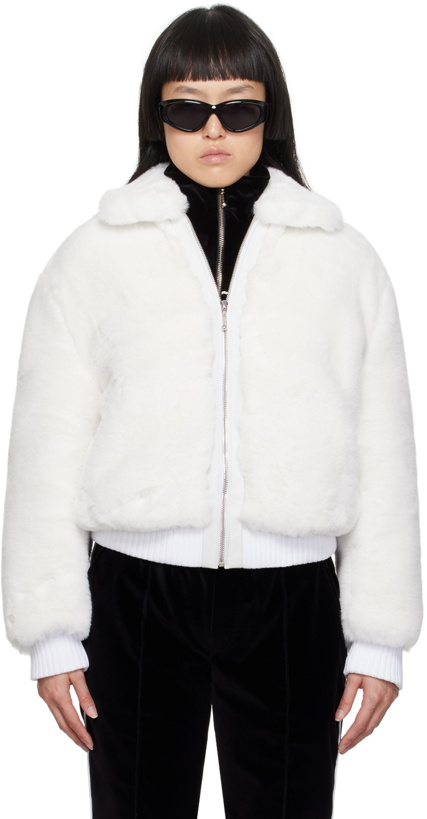 Photo: Ernest W. Baker White Spread Collar Faux-Fur Jacket