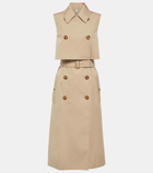 Burberry Double-breasted cotton blend midi dress