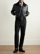SAINT LAURENT - Shearling-Trimmed Full-Grain Leather Jacket - Black