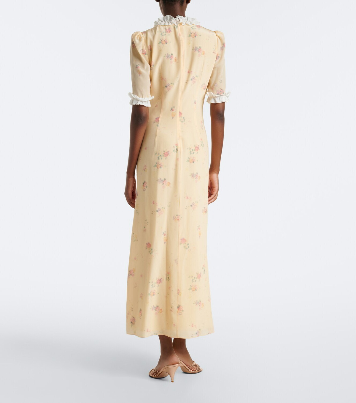 Alessandra Rich Floral ruffled silk midi dress