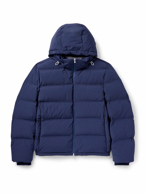 Photo: Brunello Cucinelli - Quilted Padded Hooded Shell Down Jacket - Blue