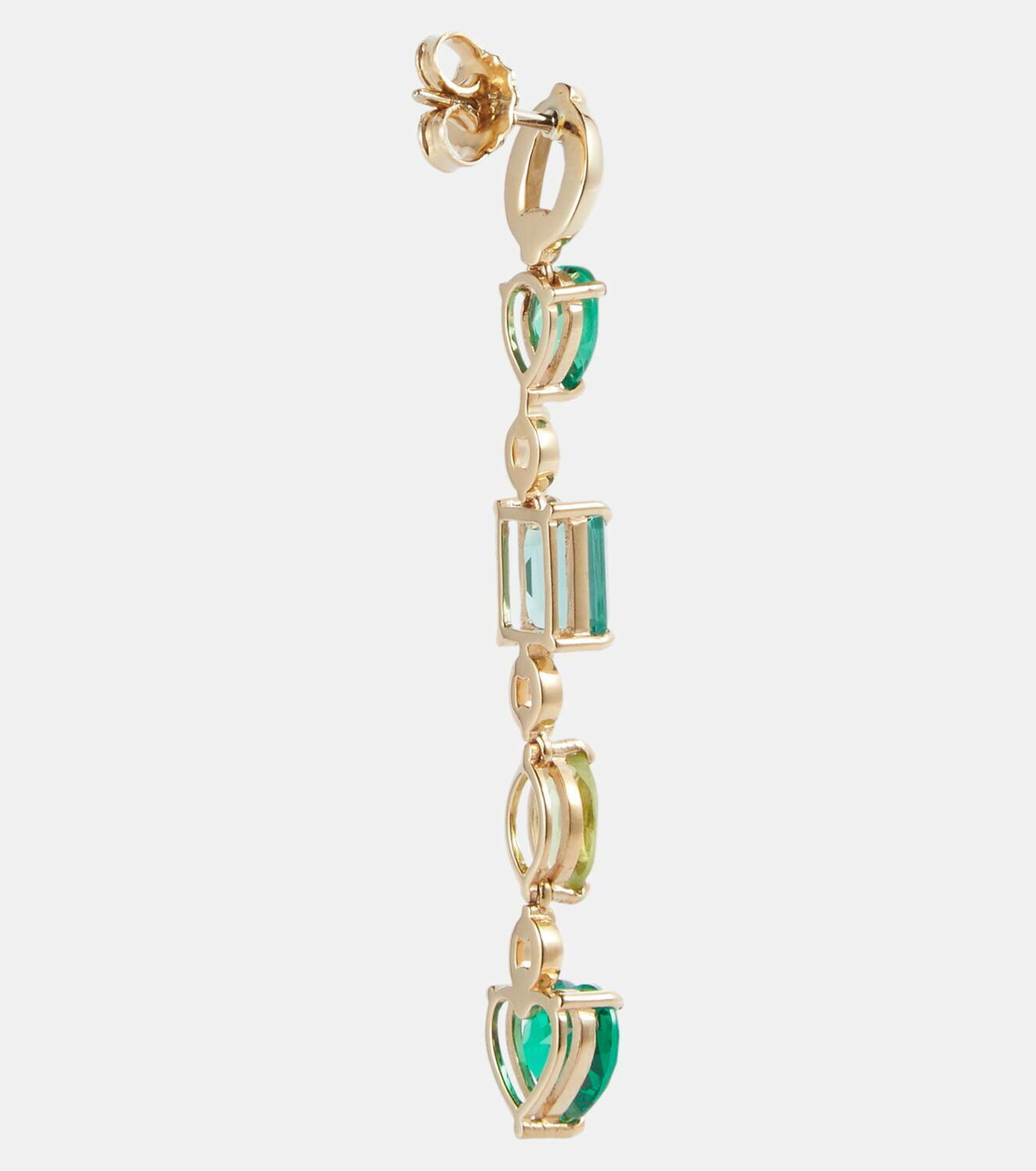 Nadine Aysoy Catena 18kt gold earrings with emeralds, peridot and tourmaline