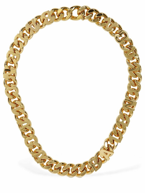 Photo: BALENCIAGA - Chain Logo Brass Necklace