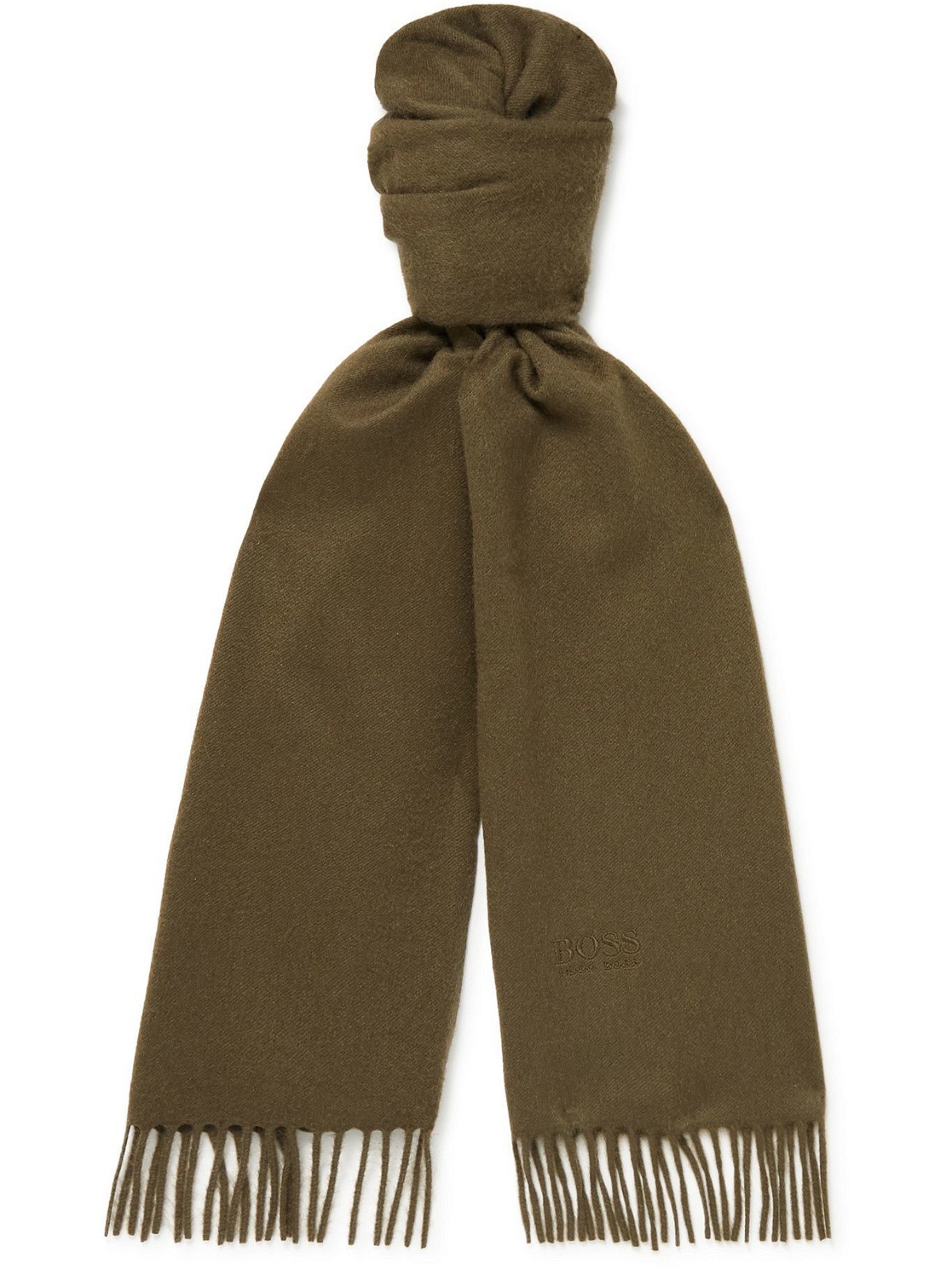 Prada fringed virgin wool-cashmere scarf - Brown