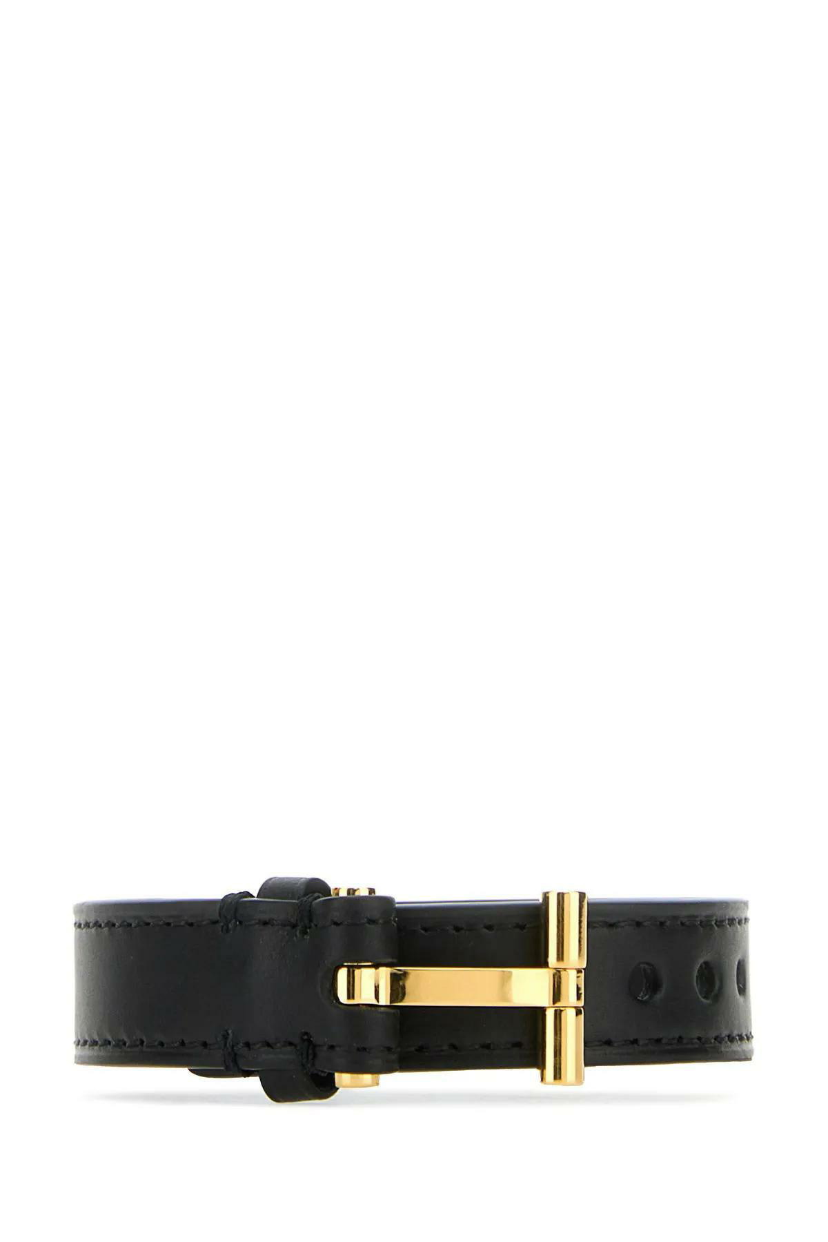 Tom Ford Black Leather T Bracelet TOM FORD