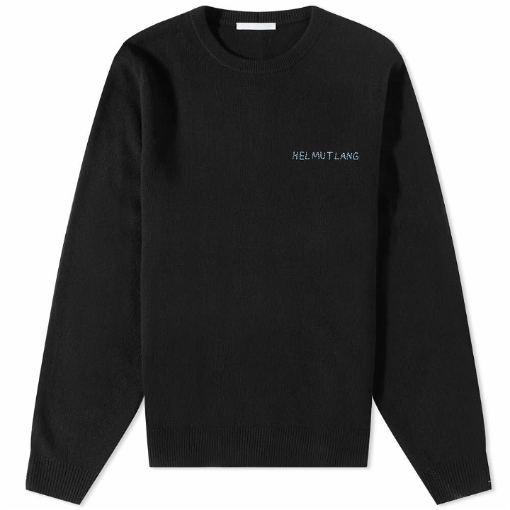 Photo: Helmut Lang Men's Hand Stitched Logo Crew Knit in Black