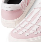 AMIRI - Skel Toe Leather-Appliquéd Checked Canvas Slip-On Sneakers - Pink