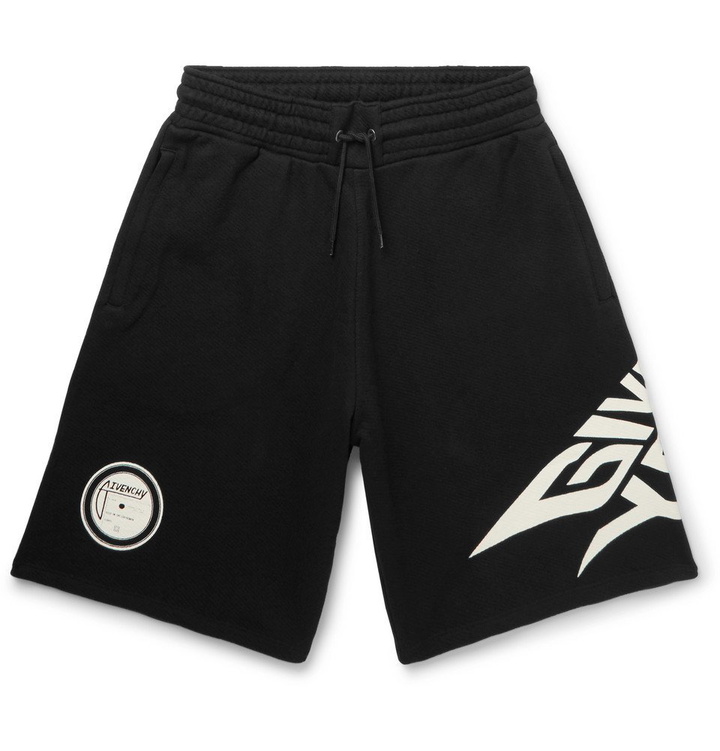 Photo: Givenchy - Glow-in-the-Dark Logo-Print Loopback Cotton-Jersey Shorts - Black